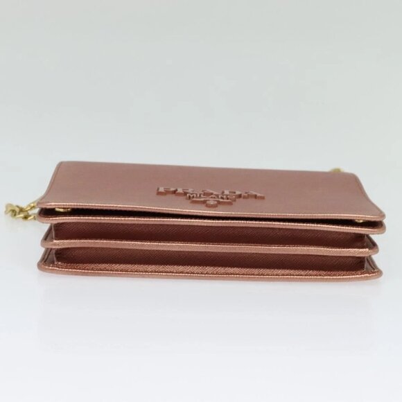 PRADA Chain Shoulder Bag Leather Pink Gold Auth 127990 - Picture 7 of 16